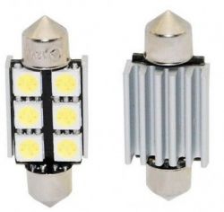 Žárovka LED 12V s paticí sufit (36mm), 6LED/3SMD s chladičem