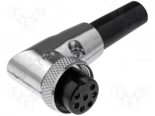 Zástrčka; mikrofonní; zásuvka; PIN:7; na kabel; úhlové 90°; 6mm
