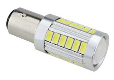 Žárovka LED žárovka 12-24V s paticí BA15s bílá, 33LED/5730SMD s čočkou