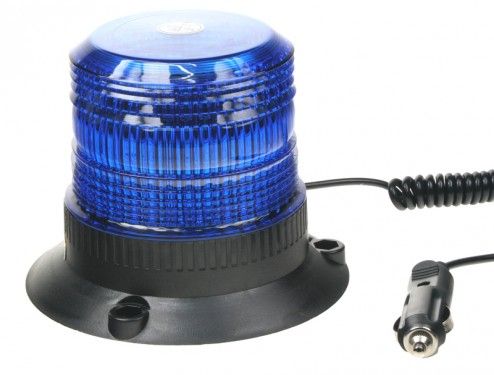 Zábleskový maják, 12-110V, modrý magnet, ECE R10