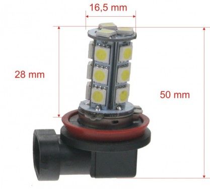 Žárovka LED 12V s paticí H8, 18LED/3SMD