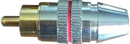 CINCH konektor kov.nikl.pro kabel 4-5mm,červený proužek