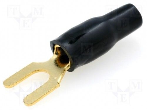 Vidlicová kabel.koncovka,pozlacená 4mm2 > 4,2mm, černá