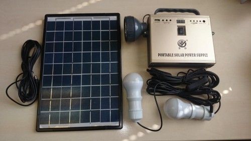 Solární osvětlovací systém, přenosný - 10W panel, 12V4Ah batterie, 2x LED 3W
