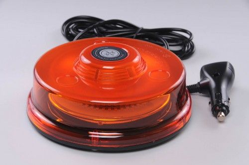 Maják LED magnetický 12V-24V oranžový nízký 48 SMD5730