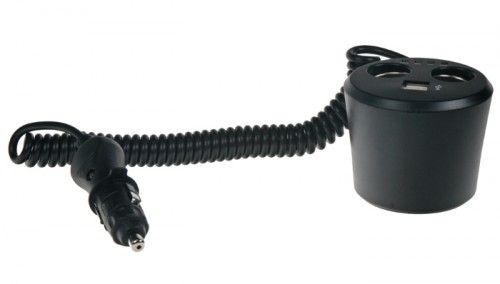 Dvojitá CL zásuvka s USB do držáku na pití s kabelem a CL zástrčkou
