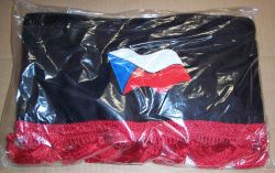 Třásně UNI černé / třásně červené výšivka vlajka CZ
