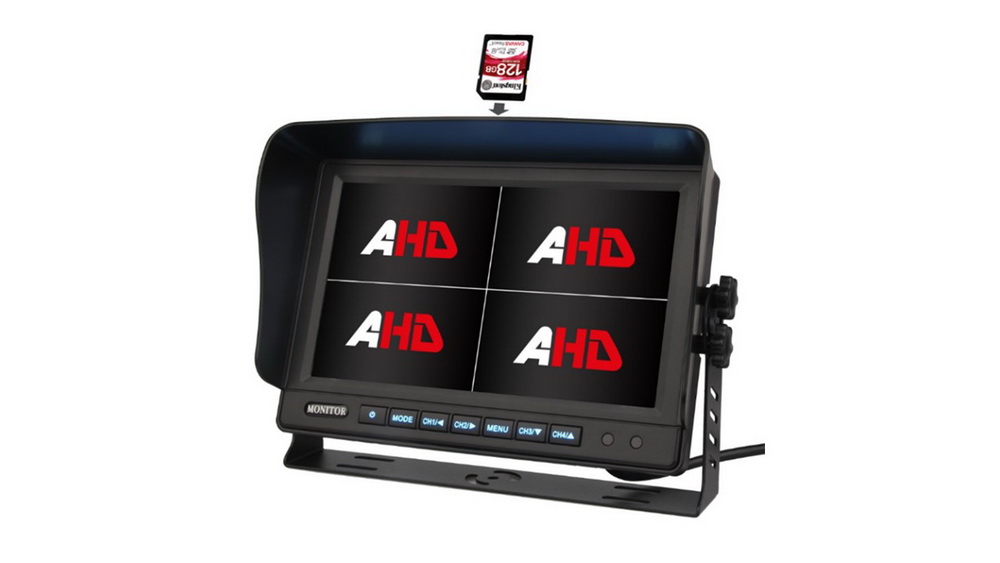 AHD 960,720P monitor 10,1" s kvadrátorem a DVR