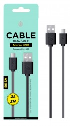 Datový a nabíjecí kabel PLUS, Micro USB 2A/2M, (AS108), černý