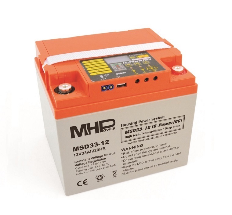 MHPower MSD33-12 Smart akumulátor VRLA-GEL 12V/33Ah, Terminál T1 - M6