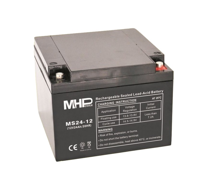 MHPower MS24-12 olověný akumulátor AGM 12V/24Ah, Terminál T1 - M6