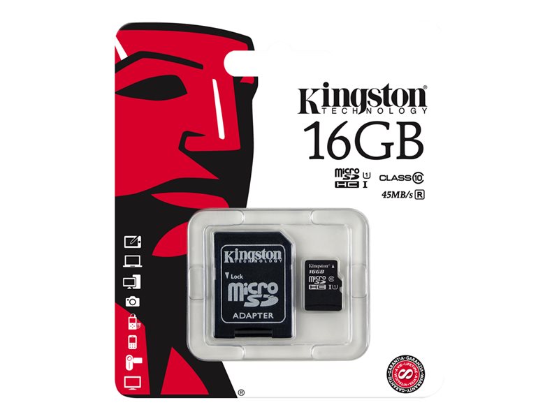 Paměťová karta flash (adaptér microSDHC SD zahrnuto), 16 GB, UHS Class 1 / Class 10