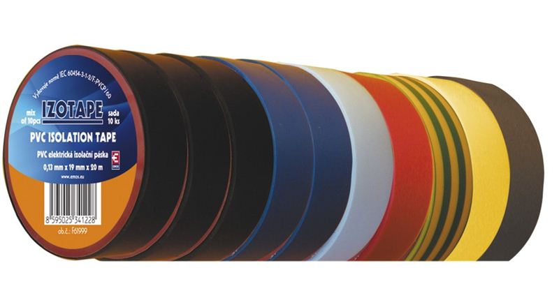 Izolační páska PVC 19mm / 20m barevný mix 10ks