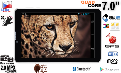 Tablet XtechTab XT070M7 7.0" QuadCore, 4GB, Dual SIM, 3G, GPS, BT, WiFi, Android 4 CZ