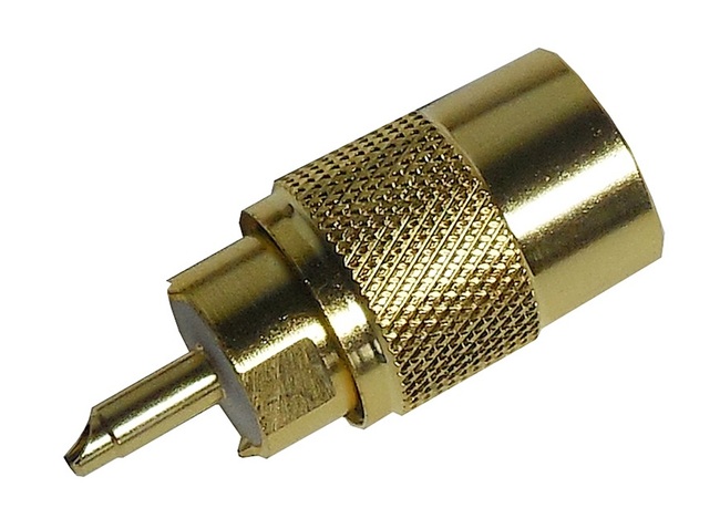 UHF ( PL ) konektor na kabel 9mm ( RG213 ) zlaté