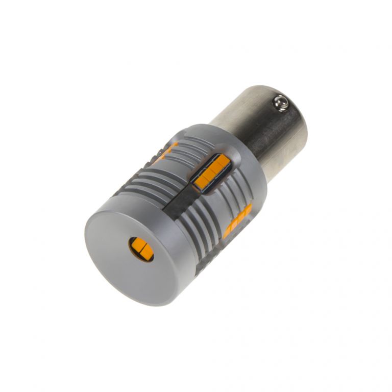 Nová generace LED autožárovek s paticí BA15S, oranžová, 24x LED čip 1W.