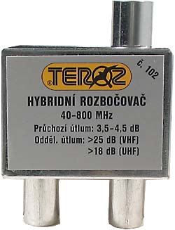 Rozbočovač 2x hybridní širokopásmový TEROZ 102
