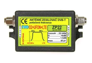 Ivo DVB-T ZP-22 XN zesilovač 16dB (5-12V) s potlačením O2+UFON+LTE