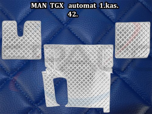 Koberce koženkové, prošívané pro MAN TGX automat - modré