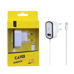 Nabíječka PLUS CA103, kabel pro iPhone5 + USB výstupem 5V/2,1A - bílá
