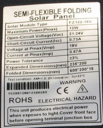 Fotovoltaický solární panel 12W s USB, přenosný, skládací