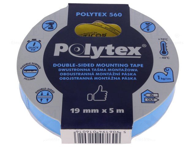 Oboustranná lepící pěnová páska ANTICOR POLYTEX 560, šíře19mm, 5m