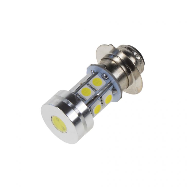 LED žárovka s paticí H6M - bílá, určená do motocyklů a skůtrú.