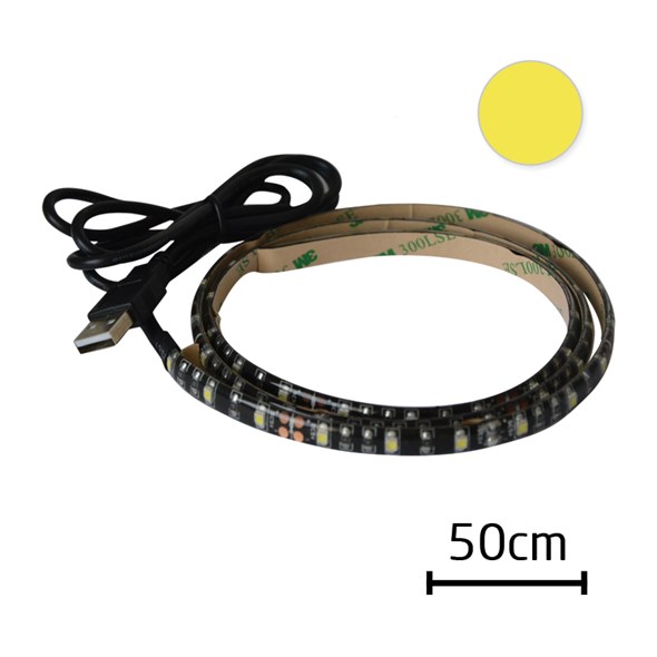 LED pásek s USB Geti GLS32W, 50 cm, teplá bílá