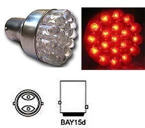 Žárovka LED 19x BaY15D 12V červená brzdová/obrysová