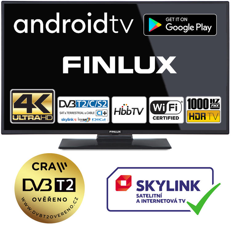 Finlux TV43FUF7070 - ANDROID HDR UHD, T2 SAT HBBTV WIFI SKYLINK LIVE