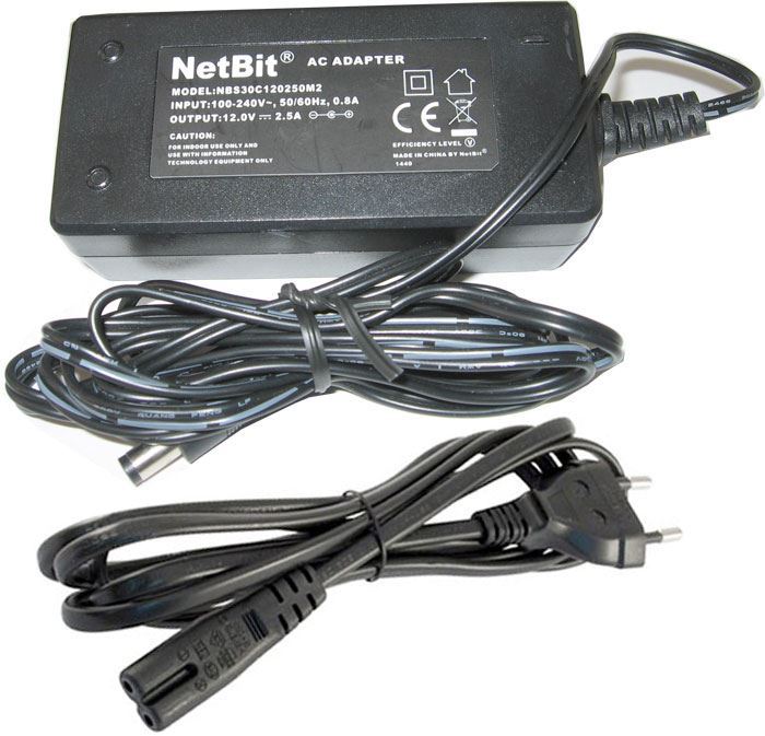 Napáječ, síťový adaptér NetBit 12V/2,5A spínaný, konc. 5,5x2,1mm