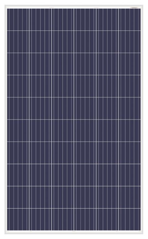 Solární panel, polykrystalický, 290Wp, 60 článků, model Amerisolar AS-6P30-290W, stříbrno-modrý