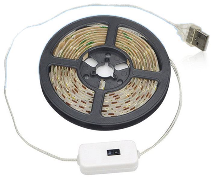 LED pásek 2m teplý bílý, pohybové čidlo, napájení USB