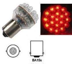 Žárovka LED-24x Ba15S 12V červená