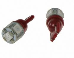 Žárovka LED T10 červená, 12V, 5LED/3SMD