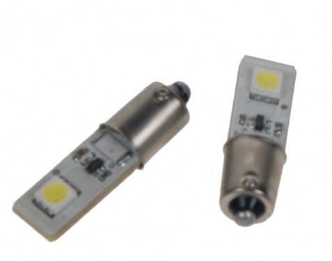 Žárovka LED 12V s paticí BA9s bílá, 2LED/3SMD