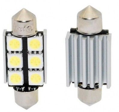 Žárovka LED 12V s paticí sufit (36mm), 6LED/3SMD s chladičem
