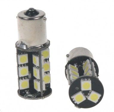 Žárovka LED 12V s paticí BA 15s bílá, 27LED/3SMD